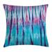 Tie Dye Decor Throw Pillow Cushion Cover Close Up Vertical Gradient Tie Dye Figures Hippie Alter Life Retro Artwork Decorative Square Accent Pillow Case 24 X 24 Inches Blue Pink by Ambesonne