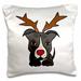 3dRose Funny Pitbull Dog Dressed as Rudolph Red Nosed Reindeer Pillow Case 16 by 16-inch