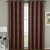 Fiorela Heavyweight Jacquard Drapes Floral Curtain Panels With Grommets (Single) - Brown - 54x108