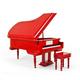 Sophisticated 18 Note Miniature Musical Hi-Gloss Fire Engine Red Grand Piano with Bench - Frere Jacques