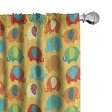 Ambesonne Jungle Curtains Elephants Ornaments Pair of 28 x63 Multicolor