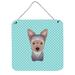 Carolines Treasures BB1170DS66 Checkerboard Blue Yorkie Puppy Wall or Door Hanging Prints 6x6 multicolor