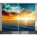 Ocean Curtains 2 Panels Set Majestic Sunset over the Sea Scenic Idyllic Aquatic View Morning Picture Window Drapes for Living Room Bedroom 108W X 84L Inches Turquoise Orange Blue by Ambesonne