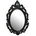 Vintage Style Black Glossy Baroque Oval Glass Wall Mirror