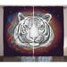 Animal Curtains 2 Panels Set Wildlife Theme Modern Image of a White Tiger Lion Head From Outer Space Window Drapes for Living Room Bedroom 108W X 90L Inches Brown White and Black by Ambesonne