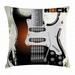 Rock Music Throw Pillow Cushion Cover Detailed Guitar Pattern with Strings Retro Halftone Background Abstract Grunge Decorative Square Accent Pillow Case 16 X 16 Inches Multicolor by Ambesonne