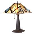BEDIVERE Tiffany-style 2 Light Mission Table Lamp 16 Shade