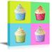 wall26 - Canvas Wall Art - Multi-Color Pop Art with Cupcakes - Giclee Print Gallery Wrap Modern Home Art Ready to Hang - 24 x 24