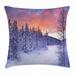 Winter Throw Pillow Cushion Cover Frozen River in a Wintry Landscape Finnish Lapland at Sunrise Arctic Nordic Country Decorative Square Accent Pillow Case 24 X 24 Inches Multicolor by Ambesonne