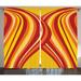 Retro Curtains 2 Panels Set Wavy Vertical Stripes Entwined Curvy Abstract Artwork Graphic Illustration Art Window Drapes for Living Room Bedroom 108W X 63L Inches Yellow Orange Red by Ambesonne