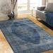 Allstar Rugs Distressed Midnight Blue and Steel Blue Rectangular Accent Area Rug with Beige Persian Design - 4 11 x7 0