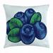 Vintage Blue Throw Pillow Cushion Cover Retro Style Hand Drawn Art of Blueberry Fruit with Leaves Decorative Square Accent Pillow Case 20 X 20 Inches Navy Blue Pale Blue and Green by Ambesonne