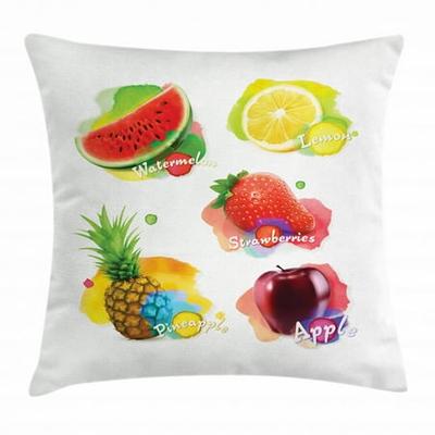 Modern Accent Double-Sided Digital Printing 20 Ambesonne Modern Throw Pillow Cushion Case Pack of 4 Yellow Hunter Green Lemon with Slices and Leaves Summer Season Fresh Fruit Watercolor 