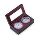 Bey-Berk International Clock / Compass in Wood Box - Tarnish Proof