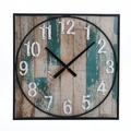 Weathered Matte Square Framed Take Time Wall Clock with Metal Detail