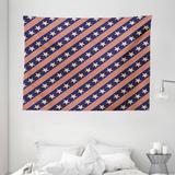 Primitive Country Decor Tapestry Patriotic Star Pattern in Diagonal Stripes National Theme Wall Hanging for Bedroom Living Room Dorm Decor 80W X 60L Inches Navy Coral Cream by Ambesonne