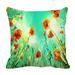 PHFZK Landscape Nature Scenery Pillow Case Watercolor Field with Poppies against Sky Pillowcase Throw Pillow Cushion Cover Two Sides Size 18x18 inches