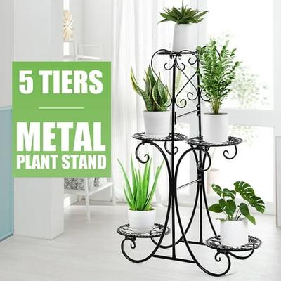 4 Tier Potted Metal Plant Stand Flower Pot Holder Shelf Rack Display Home Office 