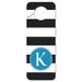 Blue Letter Black White Stripes Monogram Do Not Disturb Plastic Door Knob Hanger Warning Room Sign - Letter K