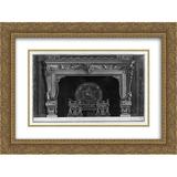 Giovanni Battista Piranesi 2x Matted 24x20 Gold Ornate Framed Art Print Fireplace frieze of scrolls and sea horses with central mask a rich interior wing