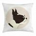 Boston Terrier Throw Pillow Cushion Cover Soft Color Geometric Design of a Puppy Circular Framed Form Decorative Square Accent Pillow Case 18 X 18 Inches Dark Brown Blush and Ivory by Ambesonne