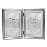 Antique Pewter 5x7 Hinged Double Picture Frame - Bead Border Design