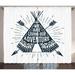 Adventure Curtains 2 Panels Set Teepee with Crossed Arrows We are Living Our Adventure Inspirational Lettering Window Drapes for Living Room Bedroom 108W X 90L Inches Black White by Ambesonne