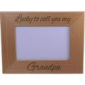 Lucky To Call You My Grandpa - Wood Picture Frame - Holds 4-inch x 6-inch PhotoGreat Gift for Father s Day Birthday or Christmas Gifts