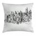 New York Throw Pillow Cushion Cover Sketchy New York Historical Western Center Downtown Modern USA Illustration Print Decorative Square Accent Pillow Case 20 X 20 Inches Grey White by Ambesonne