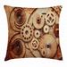 Copper Decor Throw Pillow Cushion Cover Mechanical Clocks Details over Old Rusty Metal Backdrop Gears Steampunk Decorative Square Accent Pillow Case 16 X 16 Inches Dark Orange Peach by Ambesonne