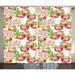 Ambesonne Summer Curtains 2 Panel Set Nature Apple Tree Flower 108 x 84 Red White Green