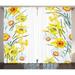 Ambesonne Vintage Curtains 2 Panel Set Flowers 108 x 84 Yellow White Red