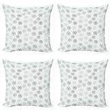 Winter Throw Pillow Cushion Case Pack of 4 Abstract Snowflakes with Neutral Colors and Sizes Modern Accent Double-Sided Print 4 Sizes Taupe Blue by Ambesonne