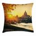 Fall Decor Throw Pillow Cushion Cover Sunset at Tiber River St Peter Rome Italy Basilica Touristic Ancient Decorative Square Accent Pillow Case 24 X 24 Inches Marigold Yellow Black by Ambesonne