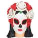 Day of the Dead Black and White Womanâ€™s Head Dia de Los Muertos Figurine