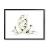 The Kids Room by Stupell Cute Cartoon Baby Polar Bear Family Zoo Animal Painting Framed Giclee Texturized Art by Studio Q by Studio Q