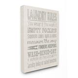 The Stupell Home Decor Collection Soft Grey Textured Laundry Rules Wash Rinse Dry Typography Canvas Wall Art