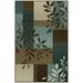 Mainstays Traditional Leaf Block Blue Brown Print Indoor Accent Rug 2 6 x3 10