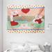 Shabby Chic Decor Tapestry Funny Teddy Bears with Hearts Patchwork Style Cute Kids Playroom Print Wall Hanging for Bedroom Living Room Dorm Decor 80W X 60L Inches Multicolor by Ambesonne