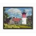 The Stupell Home Decor Collection Nauset Lighthouse Forest and Fields Scene with Seagull Framed Giclee Texturized Art