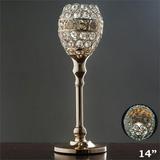 BalsaCircle 2 Pieces 14 Faux Crystal Beaded Candle Holder Wedding Party Centerpiece Gold