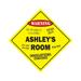 Ashley s Room Sign Crossing Zone Xing | Indoor/Outdoor | 12 Tall kids bedroom decor door children s name boy girl