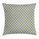 Ikat Throw Pillow Cushion Cover Pale Toned Indonesian Traditional Ogee Shapes South Asian Abstract Vintage Decorative Square Accent Pillow Case 20 X 20 Inches Grey Yellow White by Ambesonne