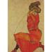 Kneeling Girl in Orange red dress 1910 Poster Print by Egon Schiele (24 x 36)