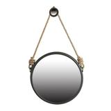 CC Home Furnishings 19.5 Matte Black Framed Round Wall Mirror with Hanger