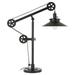 Evelyn&Zoe Traditional Metal Wide Brim Table Lamp with Pulley System