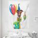 Birthday Tapestry Happy Party Dog Wearing Colorful Spotted Bowtie and Eyeglasses Holding Balloons Wall Hanging for Bedroom Living Room Dorm Decor 60W X 80L Inches Multicolor by Ambesonne