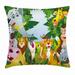 Nursery Throw Pillow Cushion Cover Group of Safari Jungle Animals with Funny Expressions Cute African Savannah Mascots Decorative Square Accent Pillow Case 20 X 20 Inches Multicolor by Ambesonne