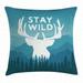 Adventure Throw Pillow Cushion Cover Wilderness Themed Stay Wild Quote with Scenic Mountain Backdrop Forest Decorative Square Accent Pillow Case 24 X 24 Inches Baby Blue Dark Blue by Ambesonne