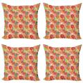 Fruit Throw Pillow Cushion Case Pack of 4 Superimposed Pieces of Summer Season Fruits as Pomegranate Strawberry Apple and Lemon Modern Accent Double-Sided Print 4 Sizes Multicolor by Ambesonne